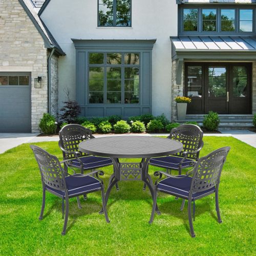 (Cushions In Random Colors)5-Piece Set Of Cast Aluminum Patio Furniture With Cushions (Cushions In Random Colors)5-Piece Set Of Cast Aluminum Patio Furniture With Cushions