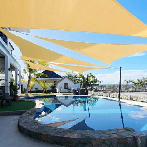 Artpuch 13'x23'x26.4'Customize Sand Sun Shade Sail Commercial Standard UV Block 185 GSM, Water and Air Permeable, Heavy Duty Artpuch 13'x23'x26.4'Customize Sand Sun Shade Sail Commercial Standard UV Block 185 GSM, Water and Air Permeable, Heavy Duty